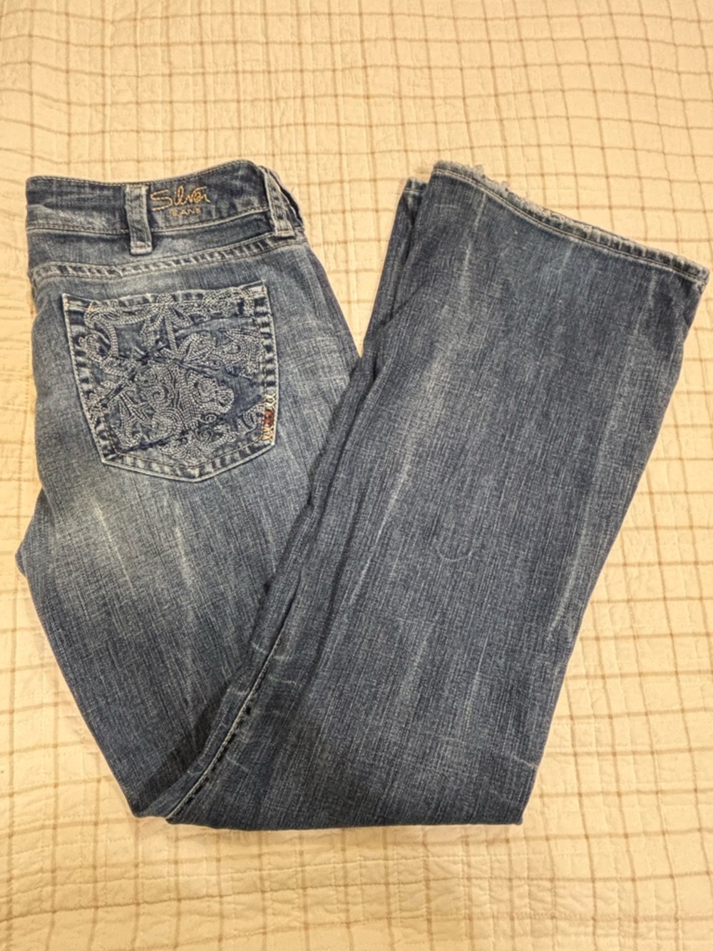 Silver Jeans Light Wash Denim Jeans with Embroidered Waistband